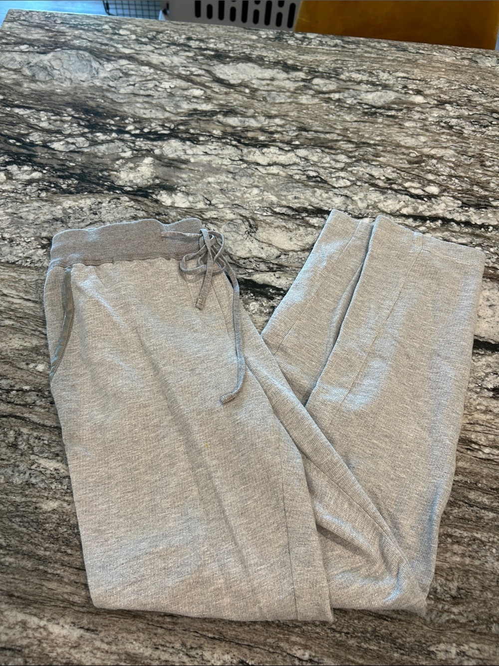 PESERICO Gray Cotton Blend l with Lurex Jogger with Beaded Detail 40/MEDIUM